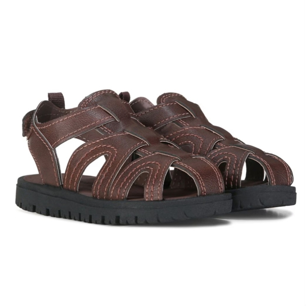 Carter's Toddler/Little Boys Size 12 Faux Leather Brown Vasco Fisherman Sandals